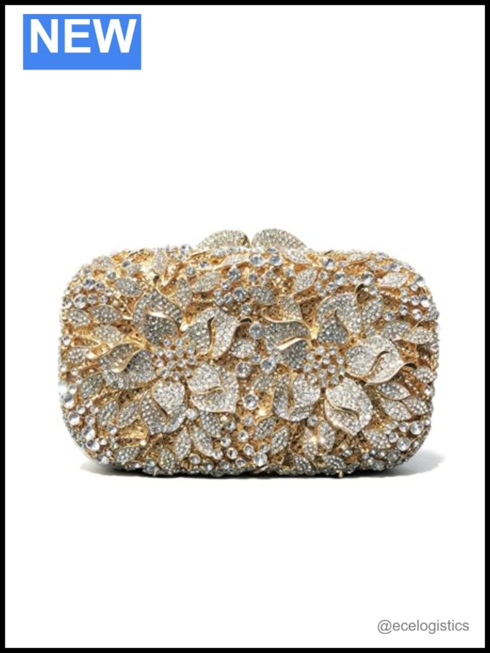 Rhinestone Clutch Purse with Detachable Chain, Sparkly Evening Bag for